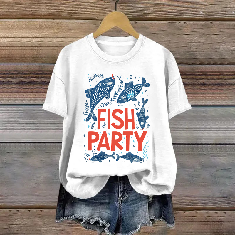 Cotton Fish Party Printed T-shirt
