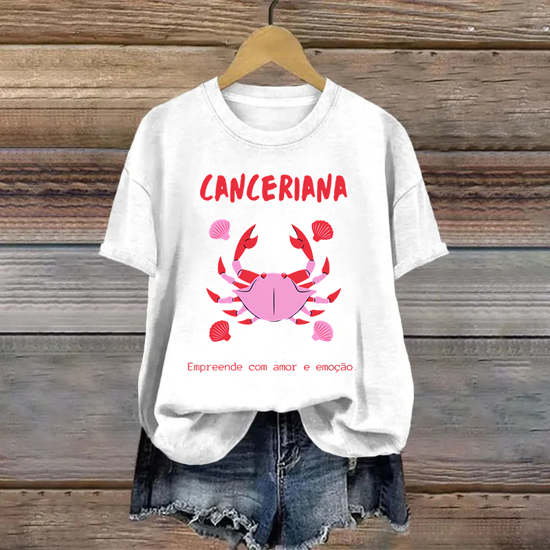 Cotton Cartoon Crab Printed T-shirt