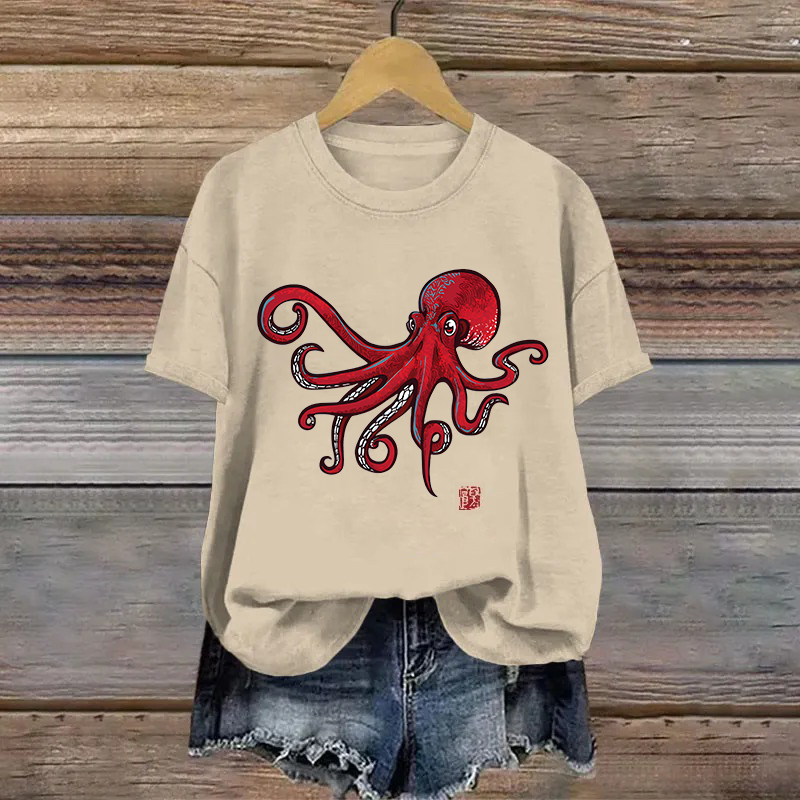 Cotton Octopus Printed T-shirt