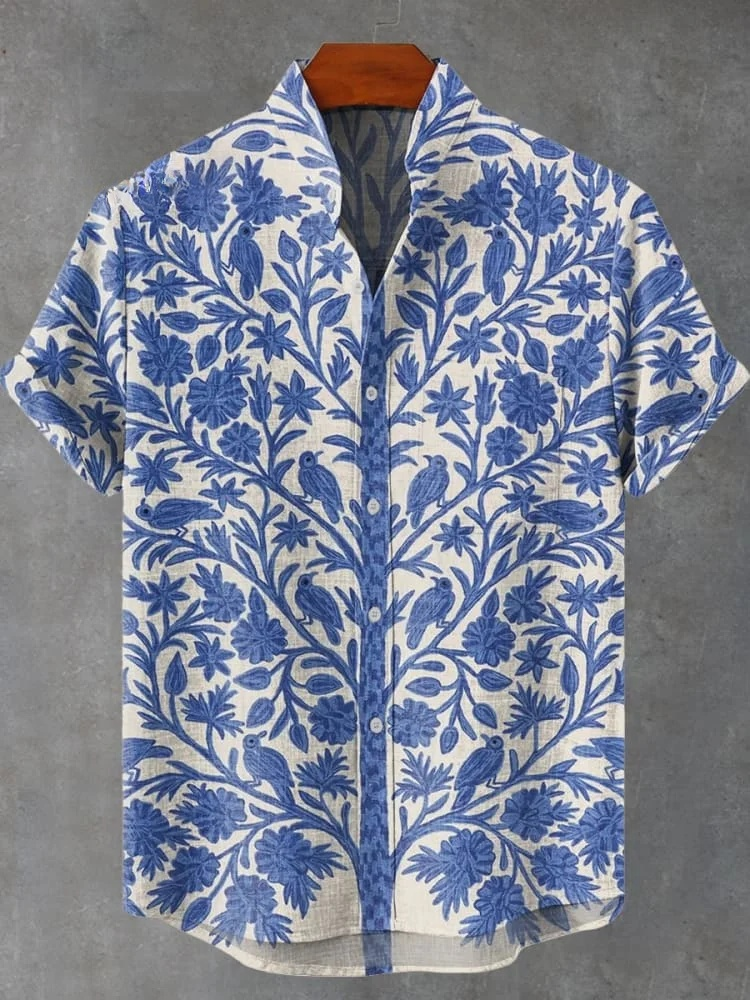 Indian Art Floral Vintage Print Casual Shirt