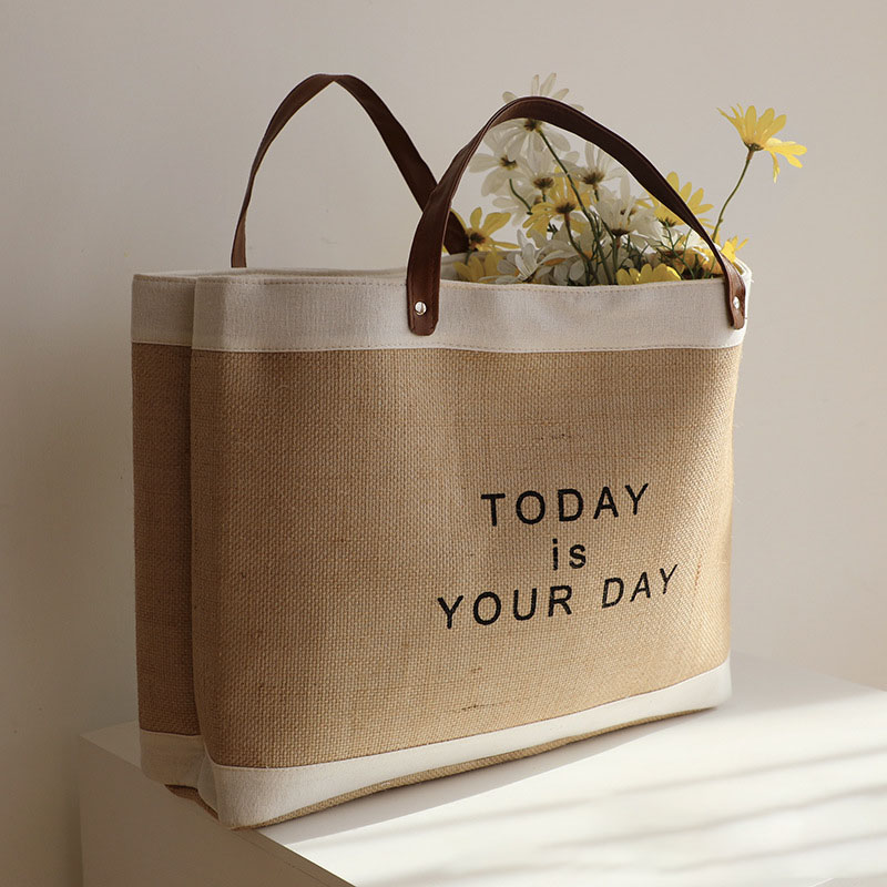 Japanese style dirty clothes fabric cotton linen handle basket