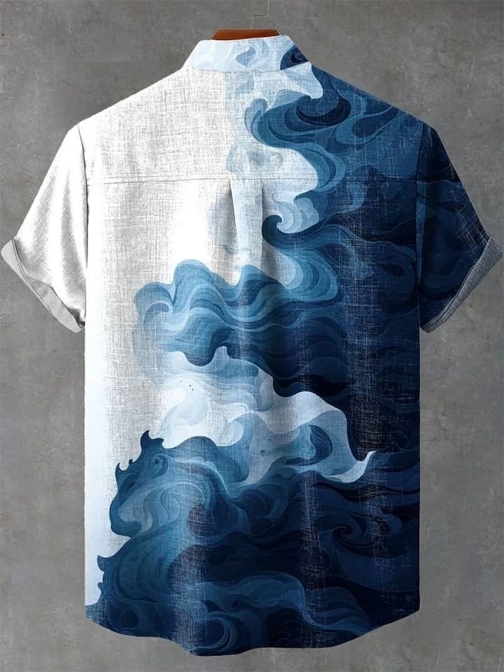 Waves Clouds Abstract Art Print Casual Shirt