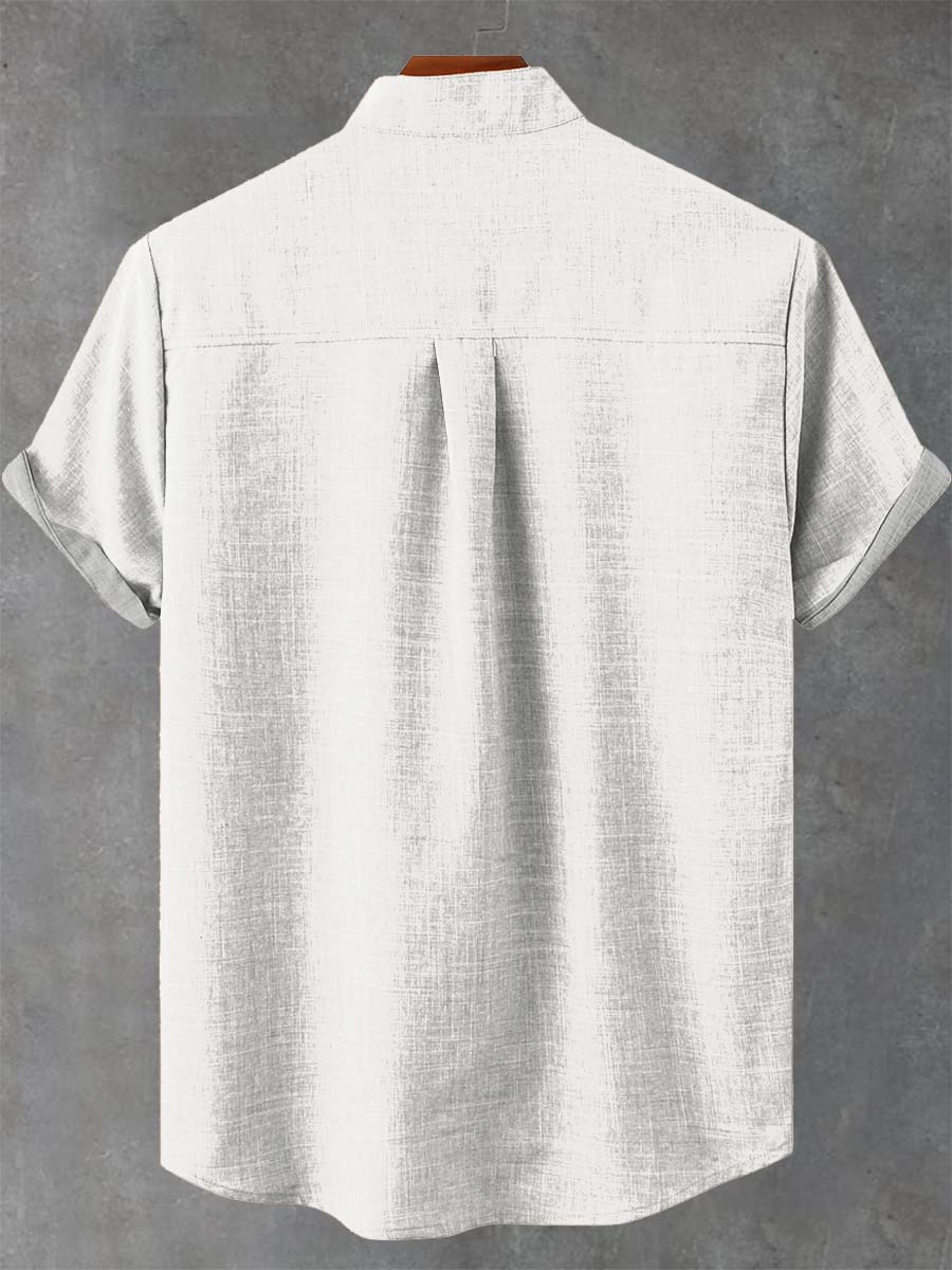 Blue Striped Fish Print Casual Shirt