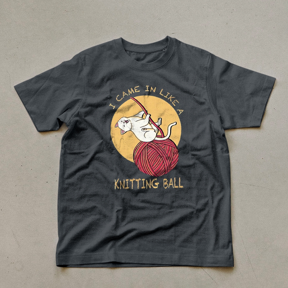 Wool Ball Cat Pattern Unisex Prints T-Shirt