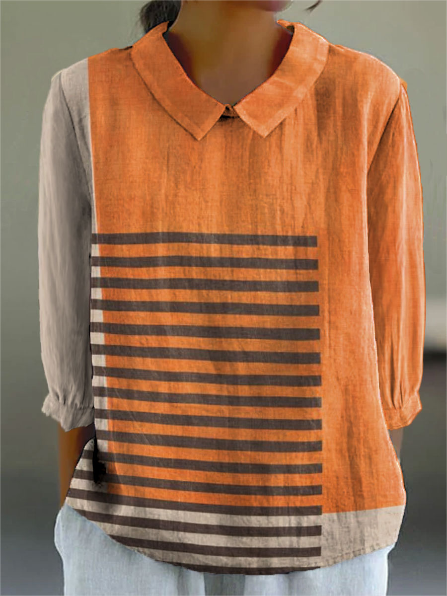 Women's Geometry Colors Abstract Art Print Casual 3/4 Sleeve Shirt
