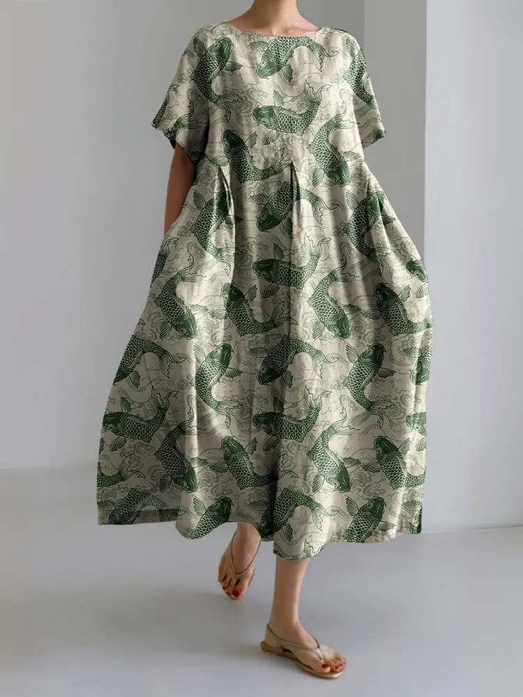 Japanese Fish Art Casual Dress