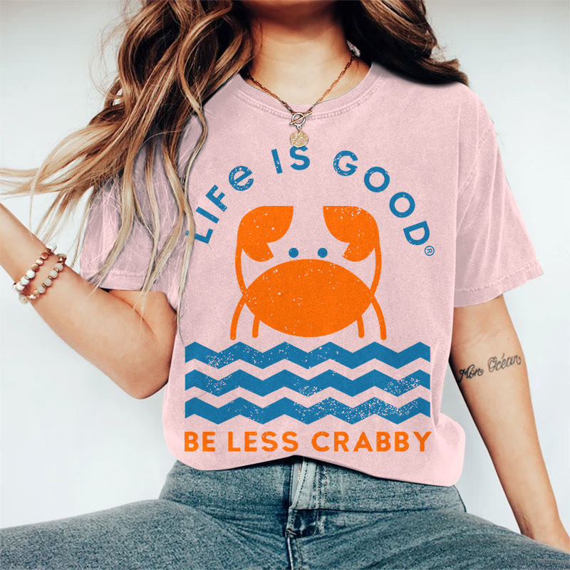 100% Cotton Women's LIFE IS GOOD Art Print Casual T-Shirt