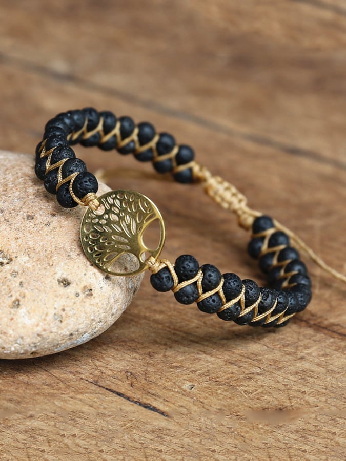 Vintage Ethnic Style Natural Stone Handwoven Tree of Life Bracelet