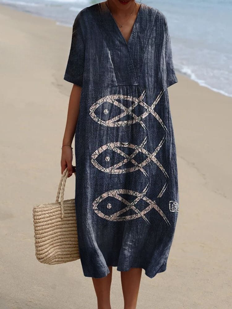 Women's  Fish  Art Print  Casual Dress