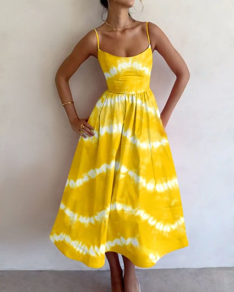 Simple Corrugated Printed Dress