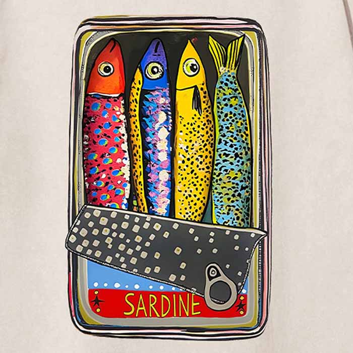 Unisex I Love Sardines Printed Washed Tee