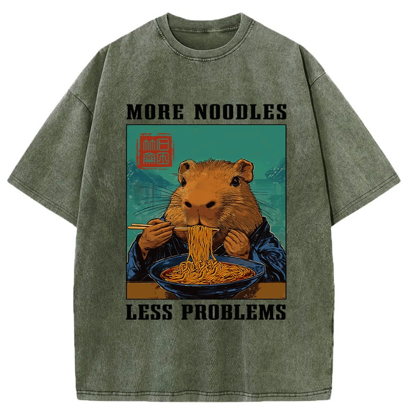 More Noodles Less Problems Washed T-Shirt