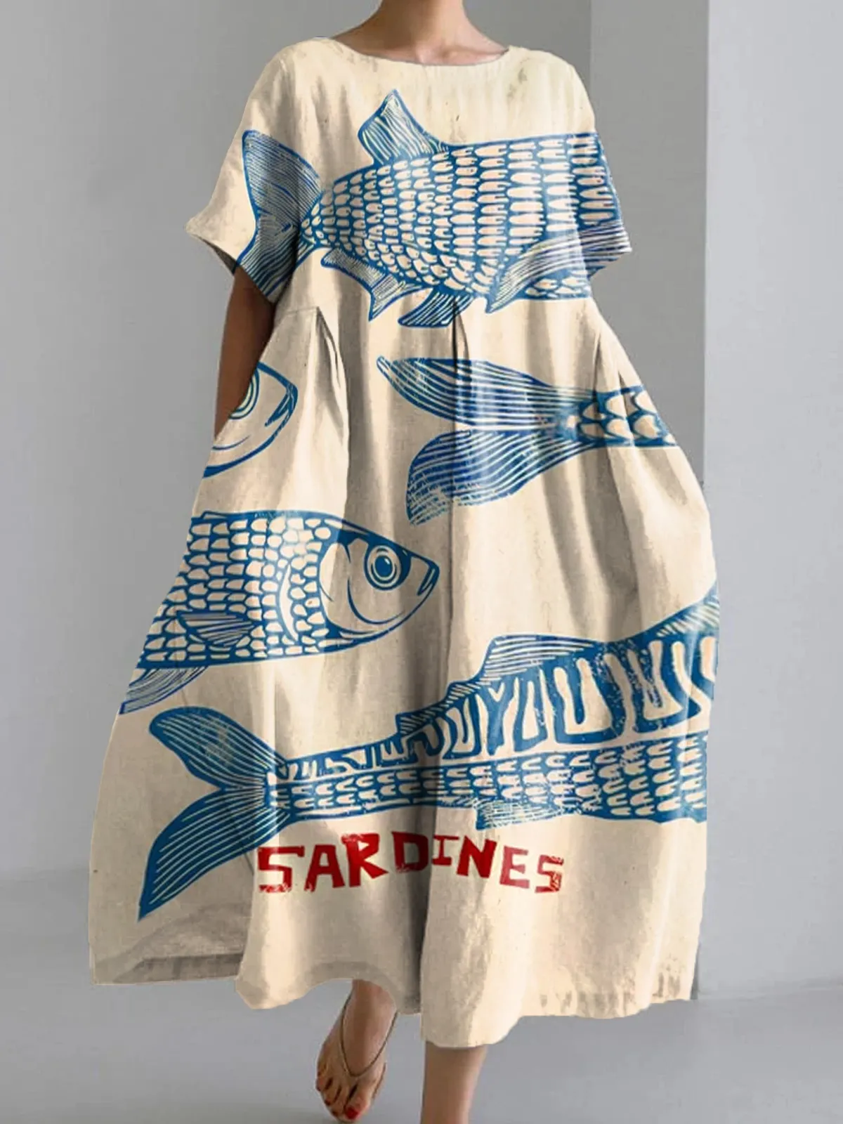 Women's Japanese Blue Fish Print Casual Shirt