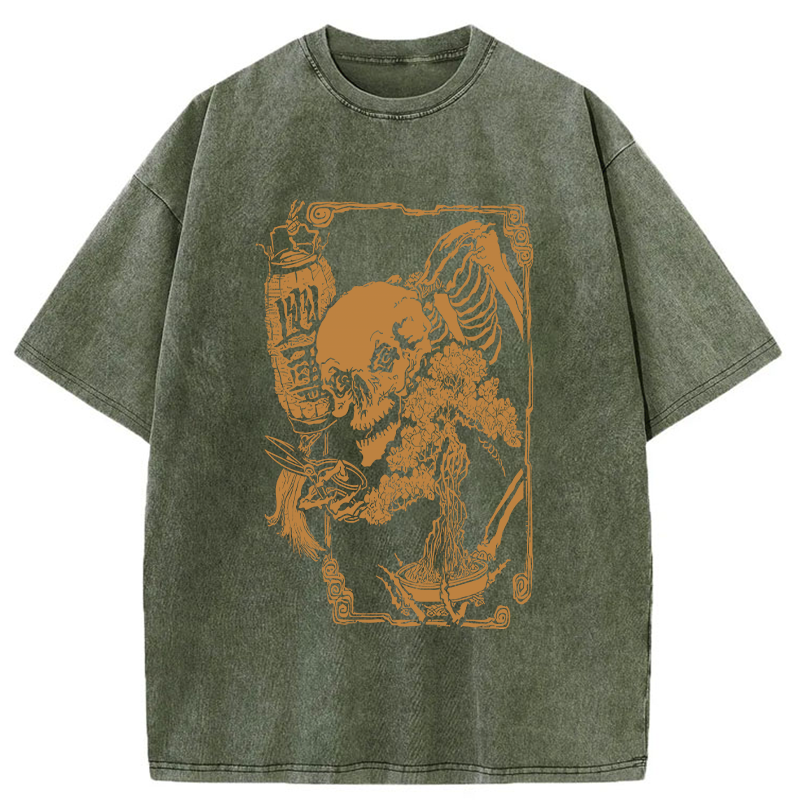   Bonsai Enthusiast Skeleton Washed T-Shirt