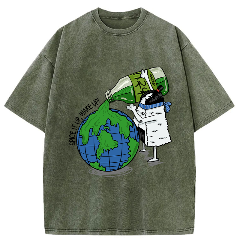   Funny Rice Ball With Wasabi Washed T-Shirt