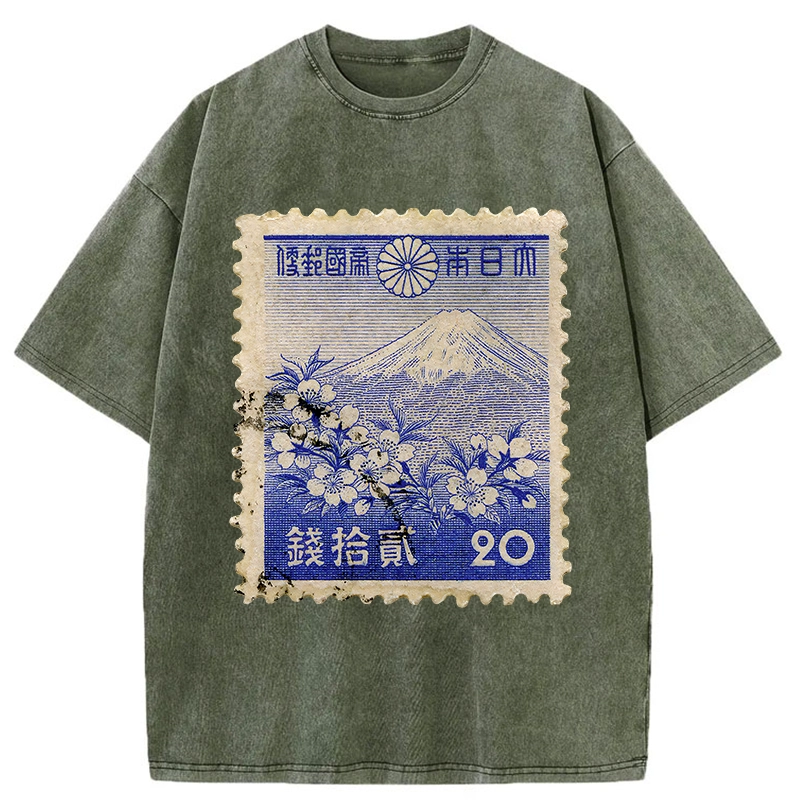 Japan Vintage Stamp Washed T-Shirt