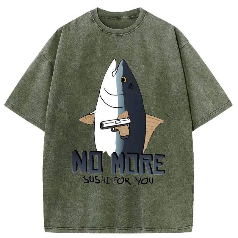   Fish With A Gun Washed T-Shirt