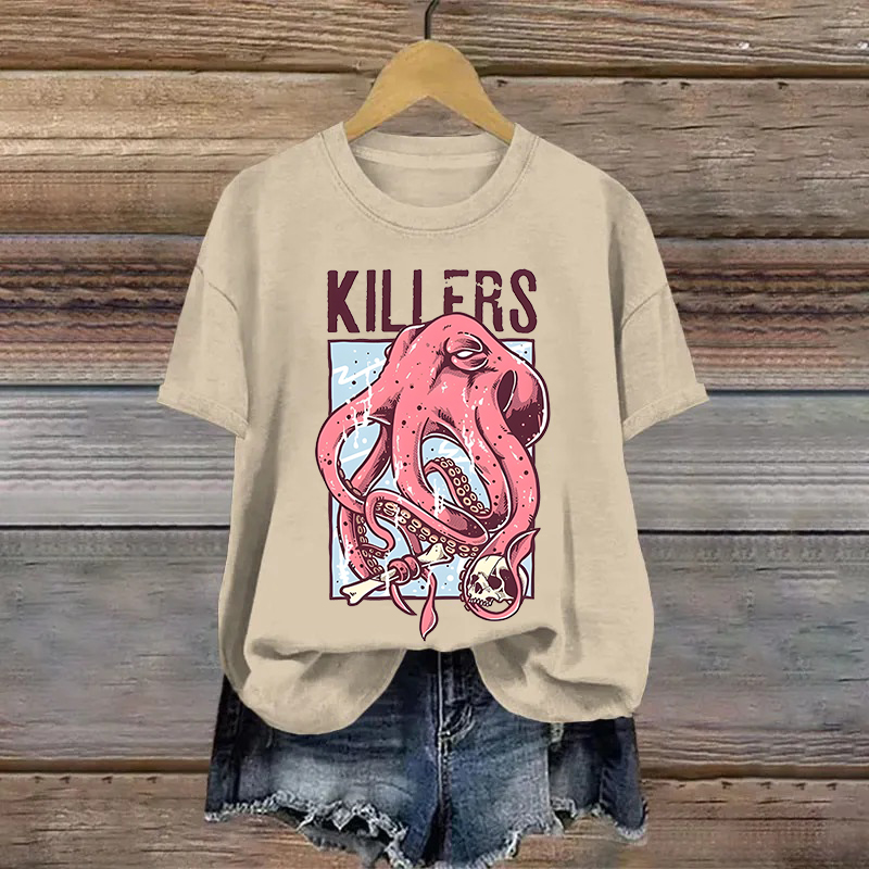 Cotton Octopus Printed T-shirt