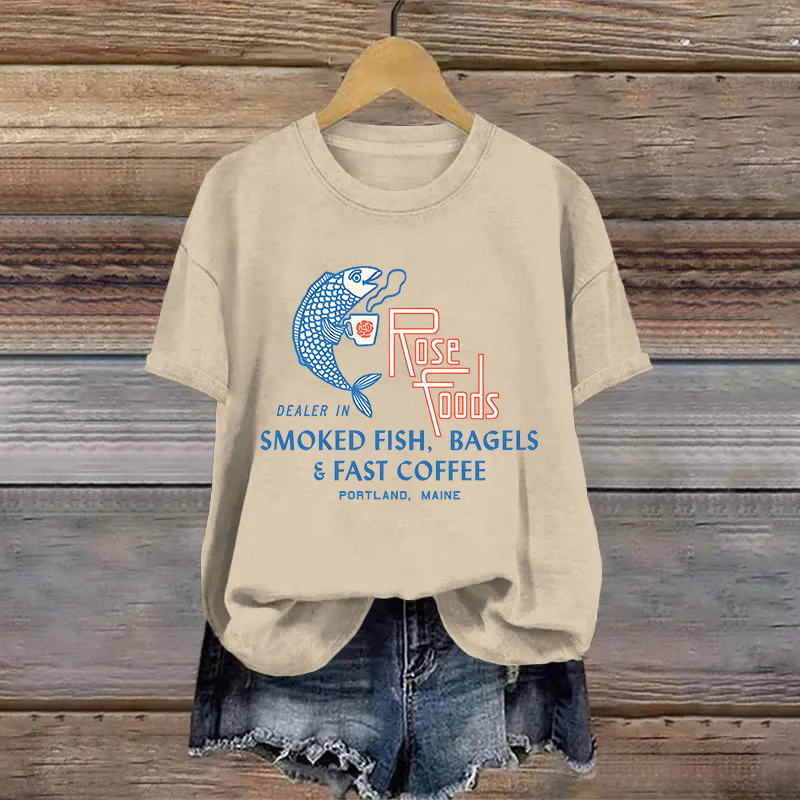 Cotton Smoked Fish Printed T-shirt