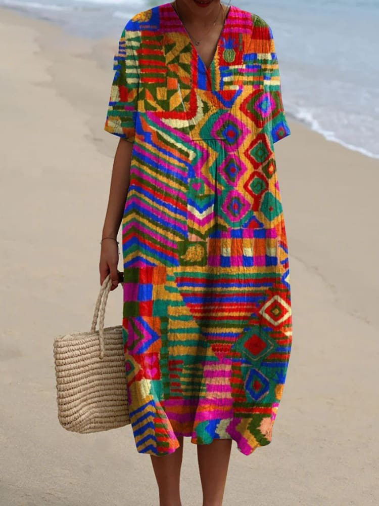 Women's Vintage Ethnic Art Print Casual Cotton And Linen Shirt