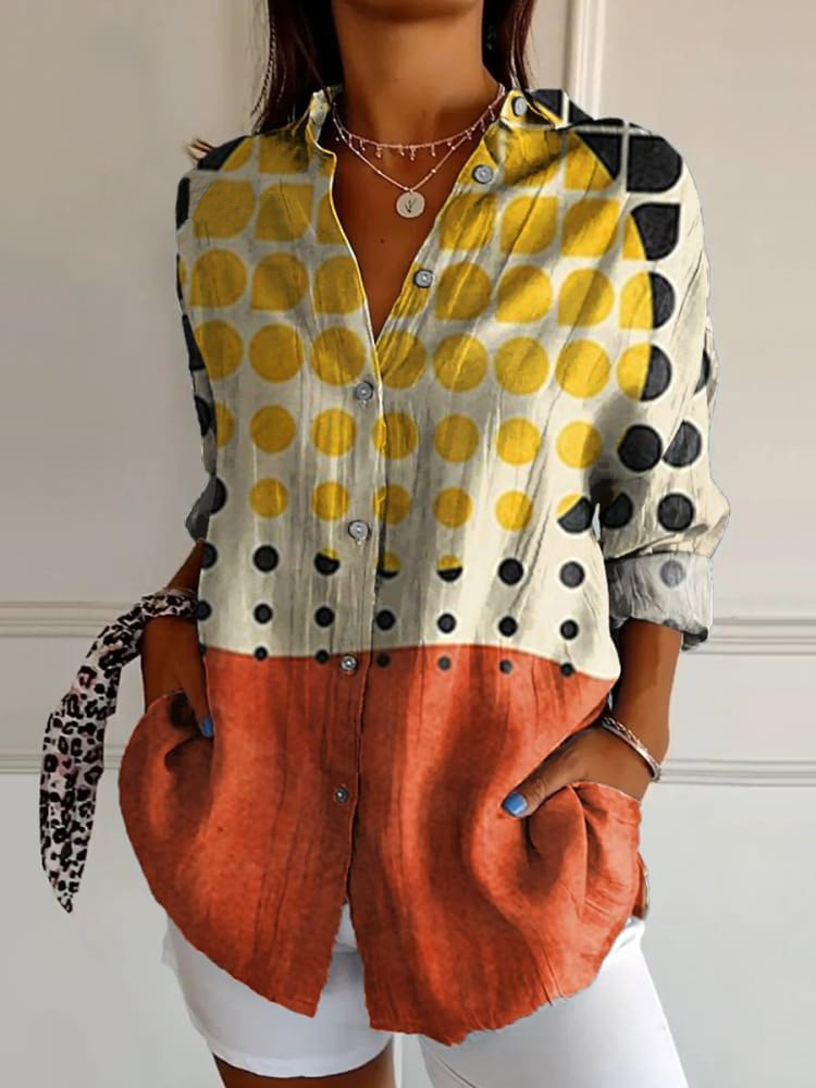 Bohemian Polka Dot Abstract Art Casual Shirt