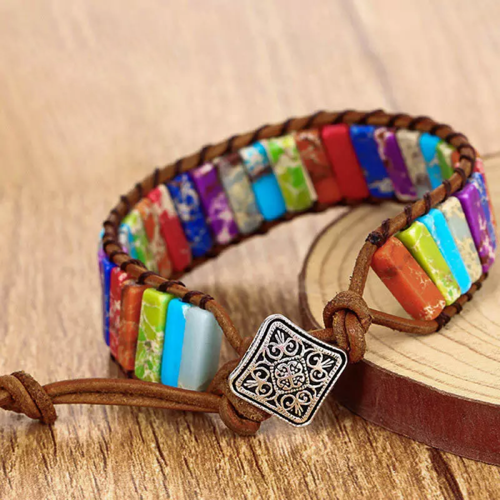 Sunflower Colorful Stone Beaded Wrap Bracelet