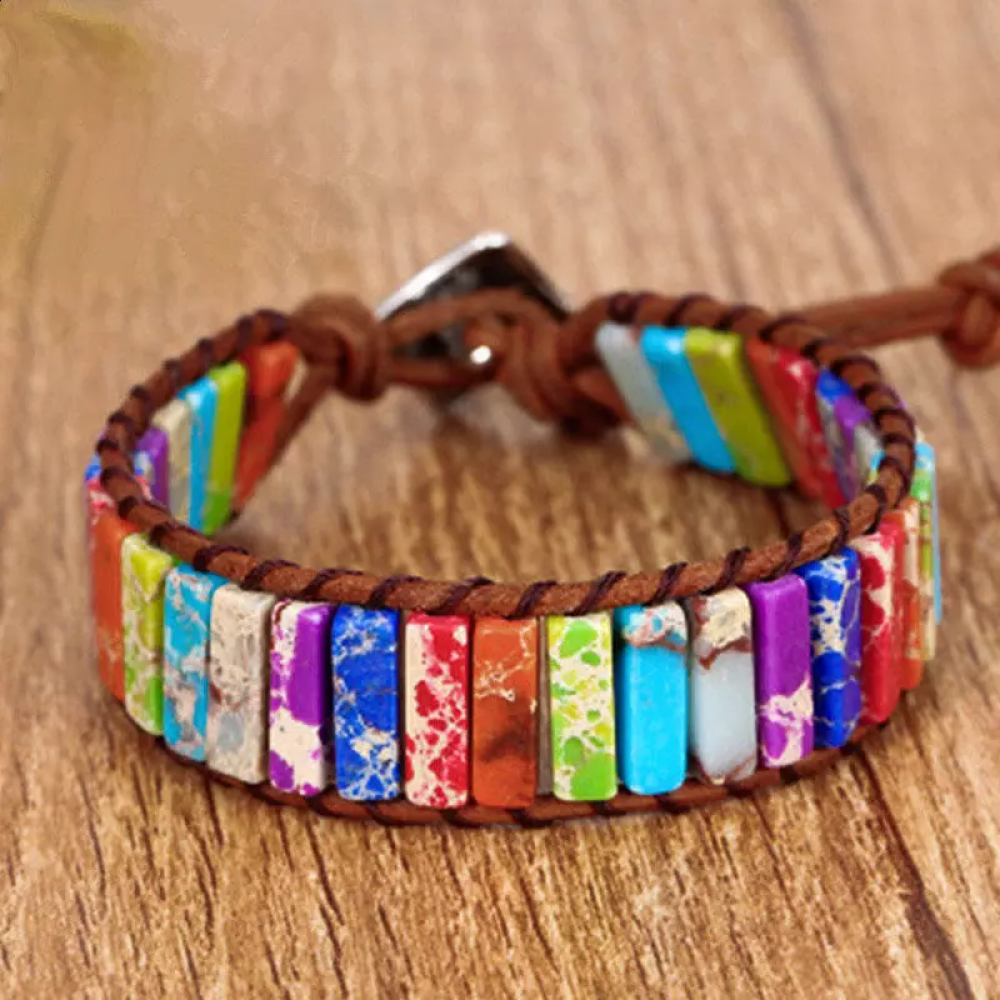 Sunflower Colorful Stone Beaded Wrap Bracelet