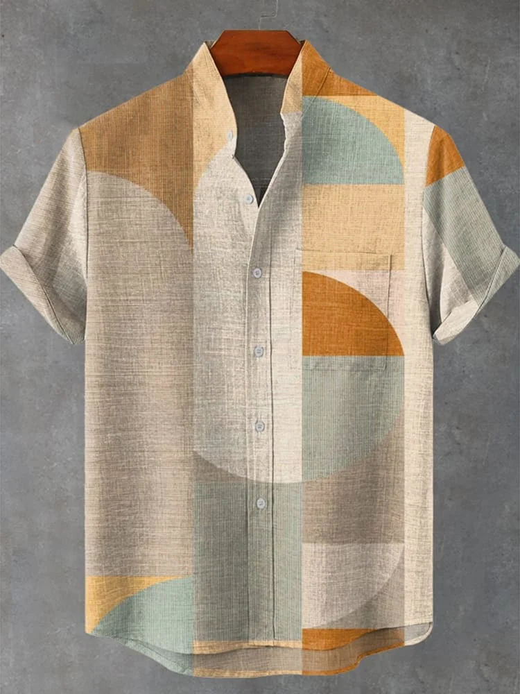 Vintage Abstract Geometry Abstract Art Geometric Print Casual Shirt