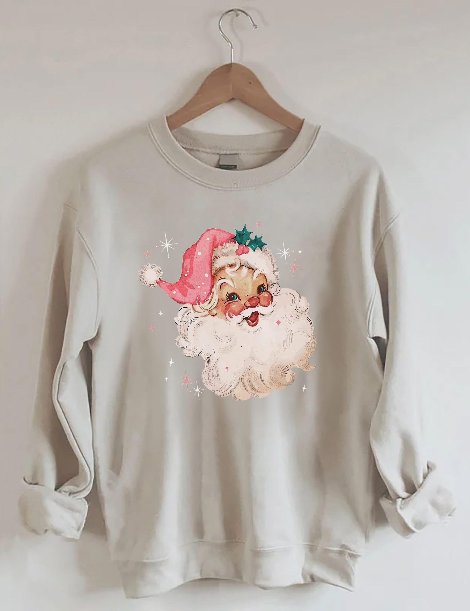 Retro Pink Santa Christmas Sweatshirt