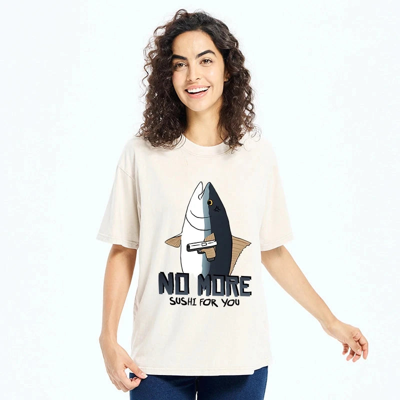   Fish With A Gun Washed T-Shirt