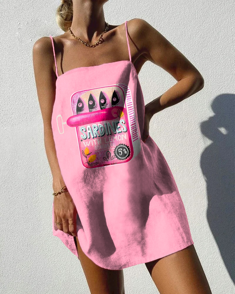 Women's Canned Sardines Print Mini Dress