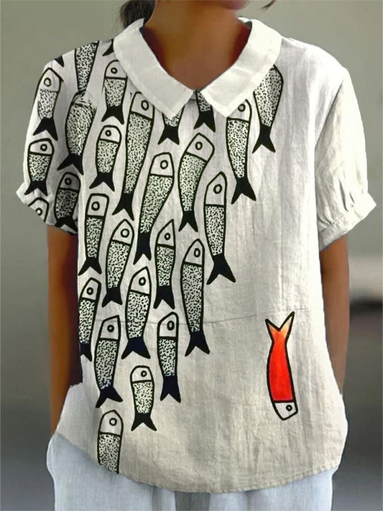 Fun Fish Art Cropped Casual Pants