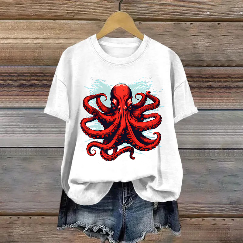 Cotton Octopus Printed T-shirt