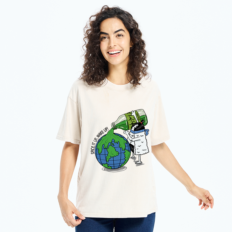   Funny Rice Ball With Wasabi Washed T-Shirt