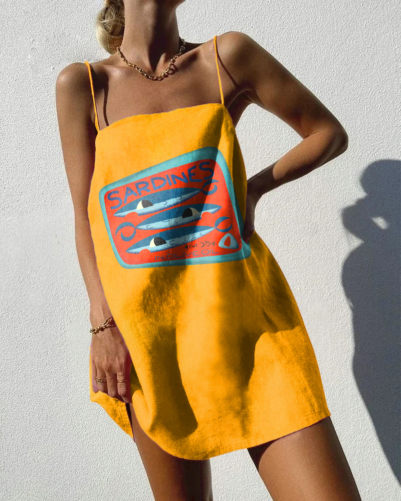 Women's Canned Sardines Print Mini Dress