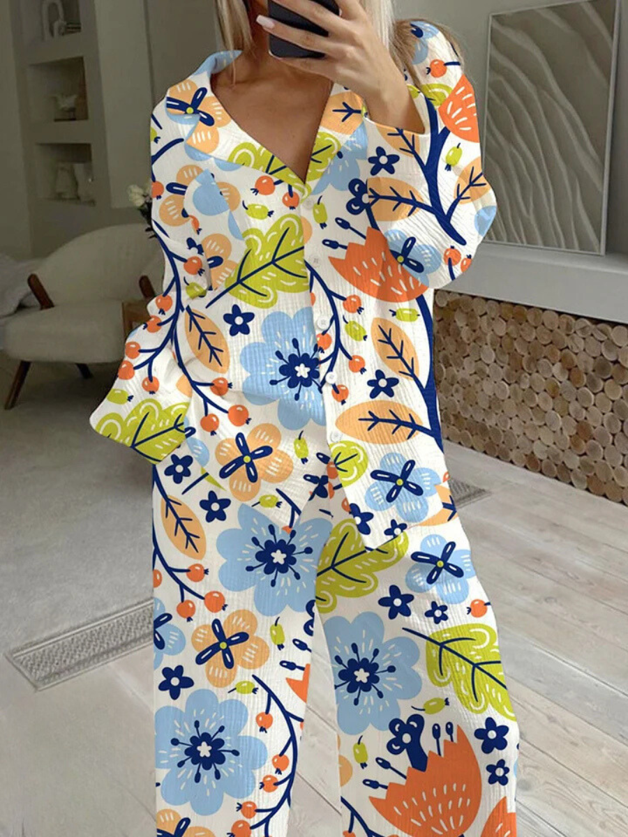 Women's Floral Print Casual Homewear Set