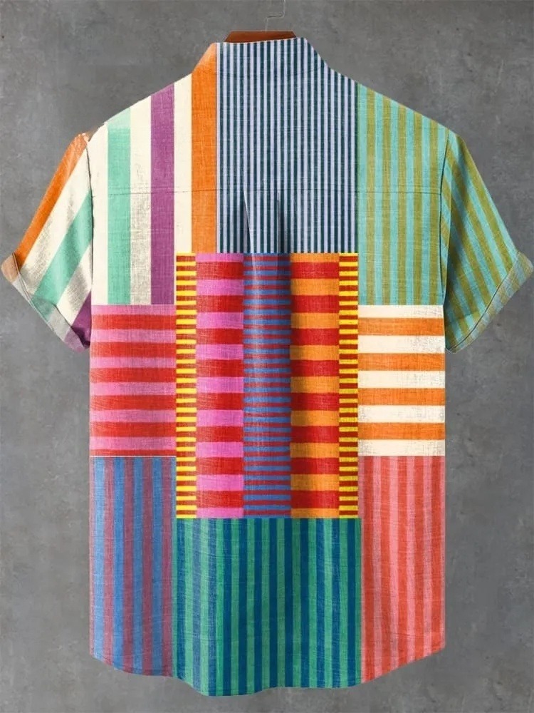 Men's Abstract Geometric Pattern Art Print Casual Shirt