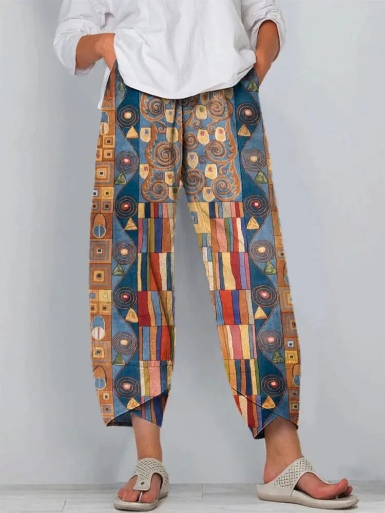 Women's Abstract Geometric Pattern Art Printed Casual Pants