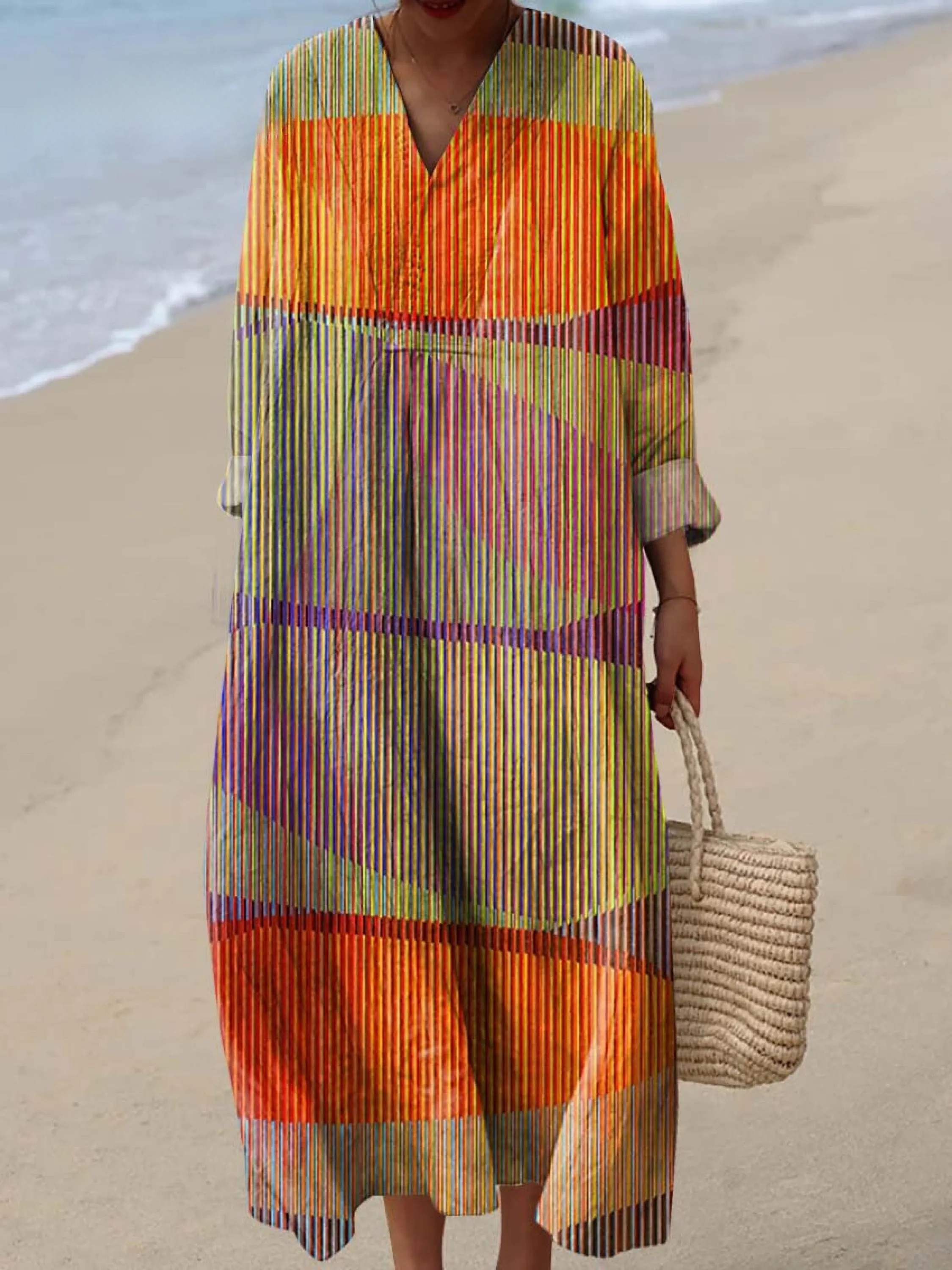 Women's Geometric Pattern Art Print Cotton Dress