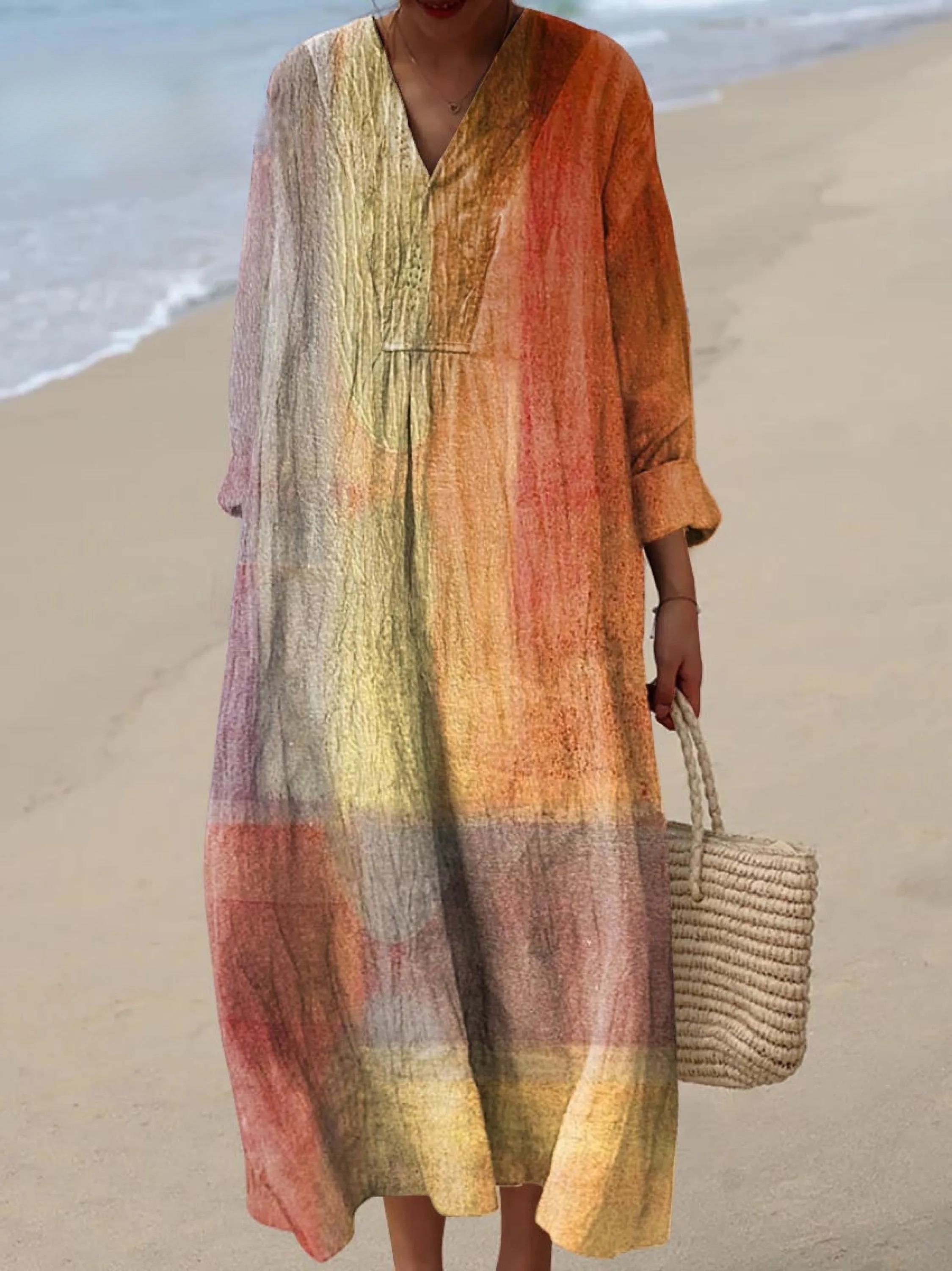 Women's Vintage Art Gradient Art Print Dress