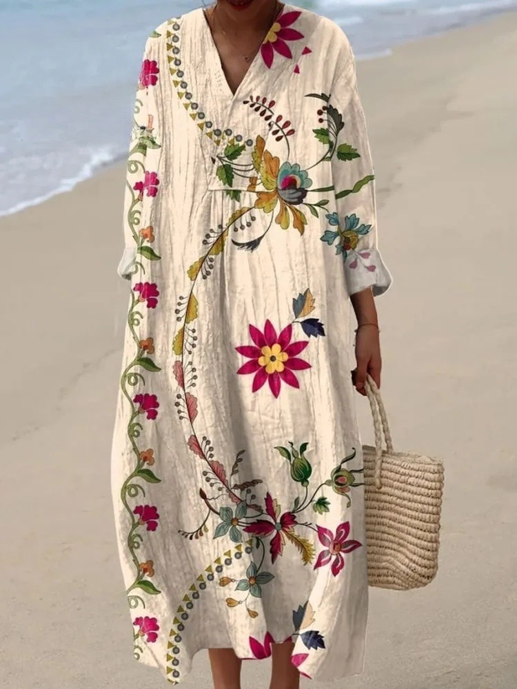 Women's Vintage Floral Art Print Dress