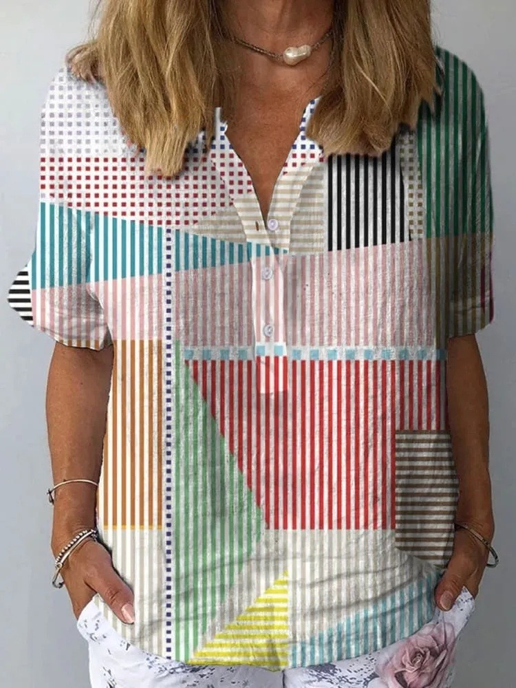 Women's Vintage  Geometry Art Print Casual Shirt
