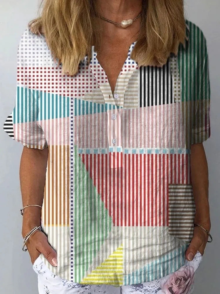 Women's Vintage  Geometry Art Print Casual Shirt