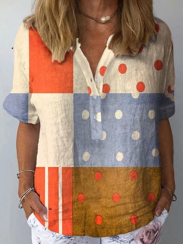 Women's Vintage  Geometry Art Print Casual Shirt