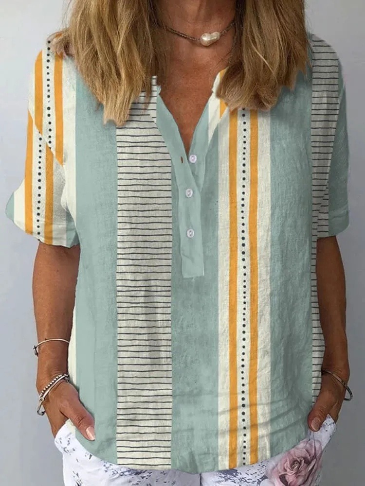 Women's Gradient Abstract Geometric Art Print Casual Shirt