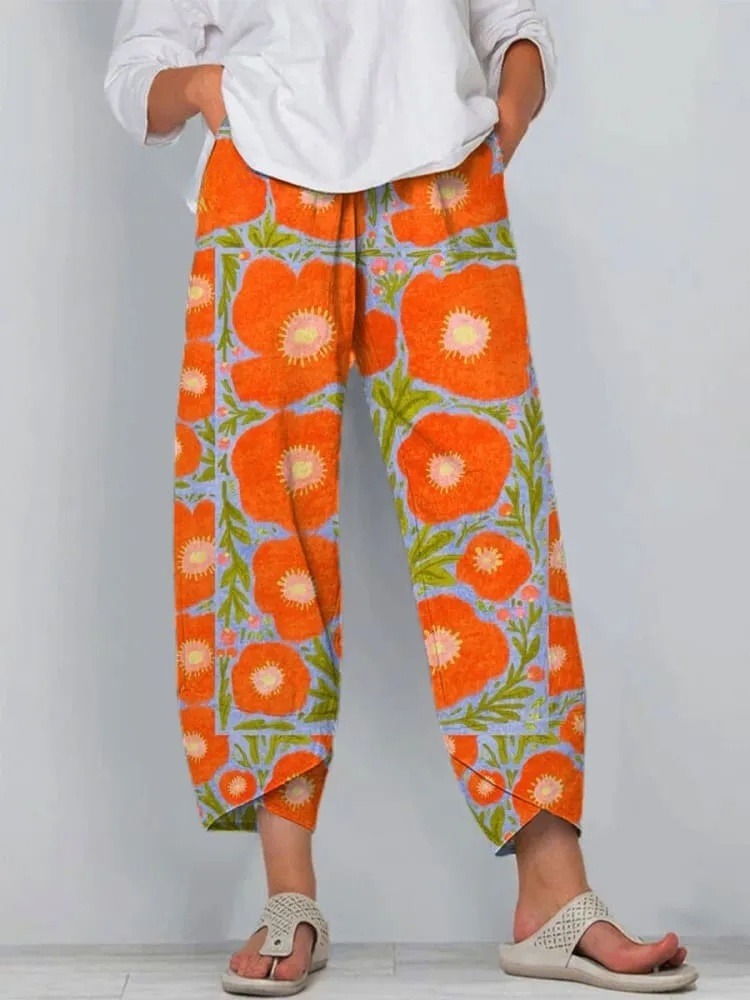 Women's Floral Art Printed Casual Pants