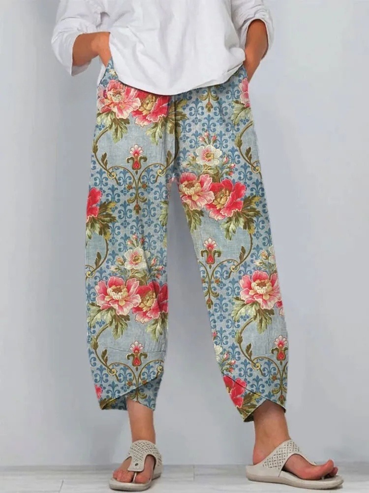 Women's Floral Art Printed Casual Pants