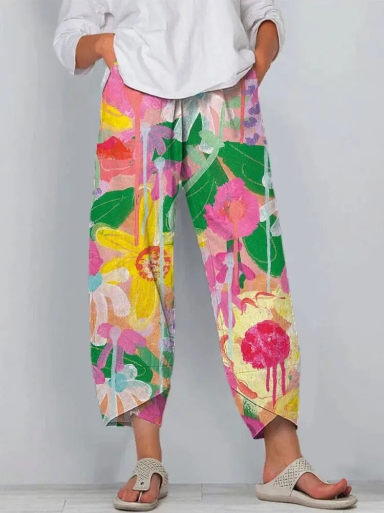 Women's Floral Art Printed Casual Pants