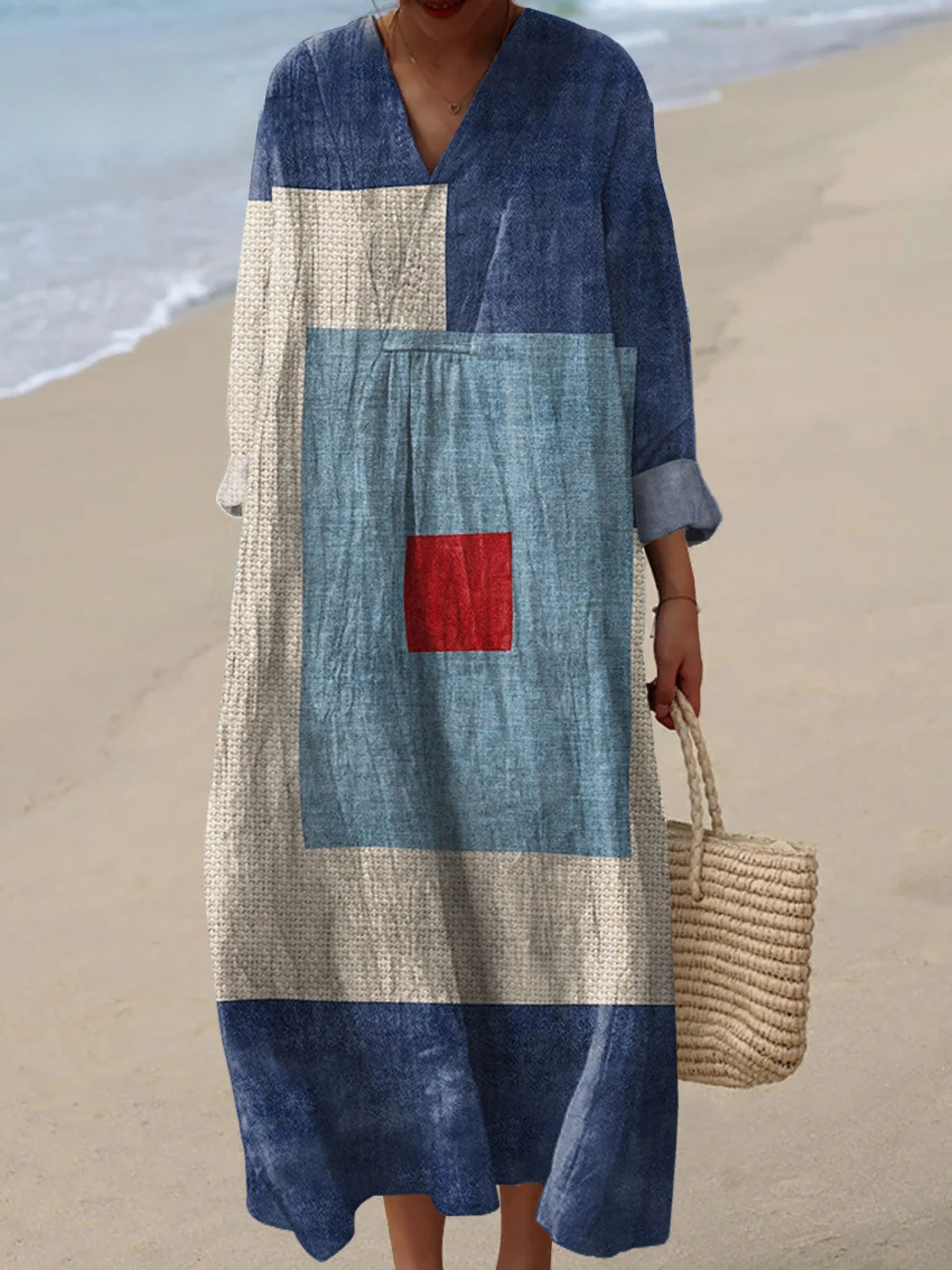 Women's Vintage Abstract Geometric Art Print Dress