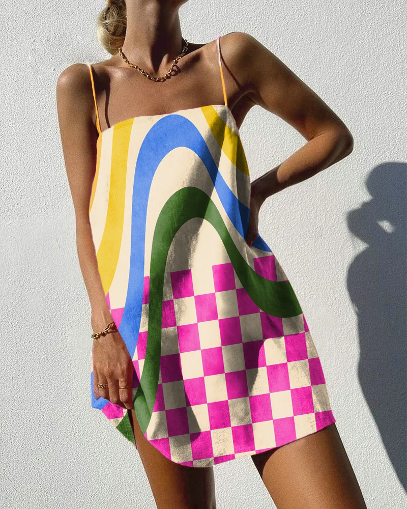 Women's Square Print Mini Dress